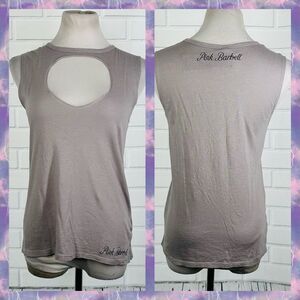 NWT Miami Style Pink Barbell Light Gray Choker Tank - Size Medium